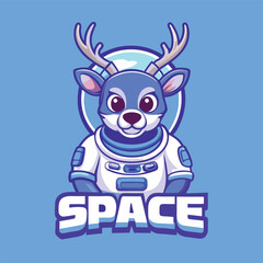 Naklejka premium Cartoon Character Mascot of a Deer Wearing an Astronaut Suit Driving a Car