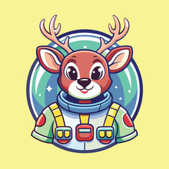 Fototapeta premium Astronaut Deer Logo Vector Character Mascot Cartoon for Kids