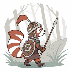 red panda warrior vector image