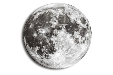 a black and white photo of the moon cutout image and isolated on transparent background 