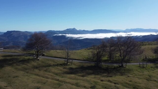aerial view of Gorbea in the mountains of the basque country