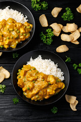 Chinese Chicken Curry with rice. Chinese take away food