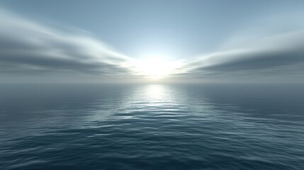 Obraz premium Serene Ocean Sunset Tranquil Water and Cloudy Sky