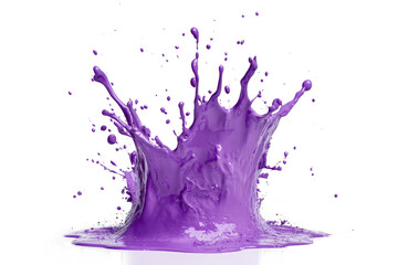 purple paint splashing into a glass cutout image and isolated on transparent background 
