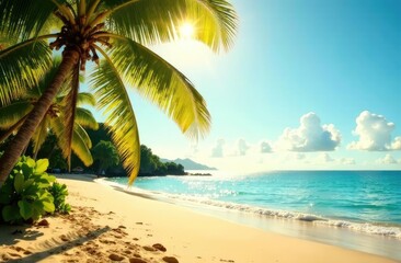Fototapeta premium Summer background, the nature of a tropical golden beach 