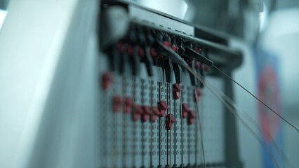 Knitting machines in a woolen sweater factory