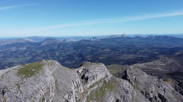 aerial view of Gorbea in the mountains of the basque country