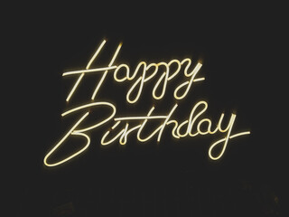 Attractive Happy birthday neon light board with black background 
