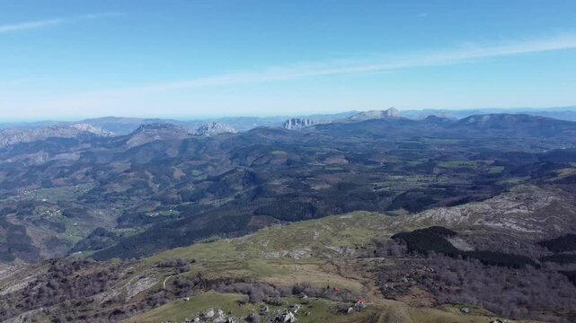 aerial view of Gorbea in the mountains of the basque country