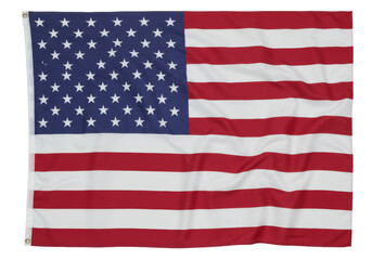 Fototapeta premium American Flag With Thirteen Stripes And Fifty Stars On A Crisp White Background