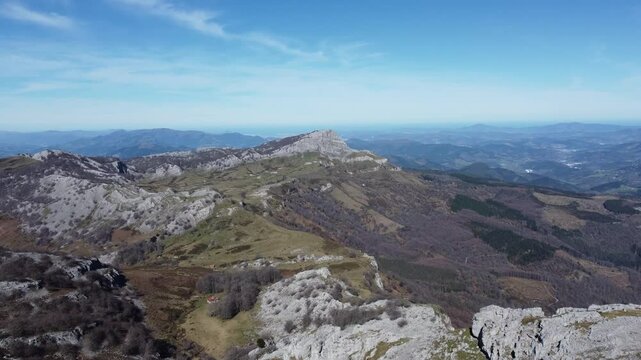aerial view of Gorbea in the mountains of the basque country
