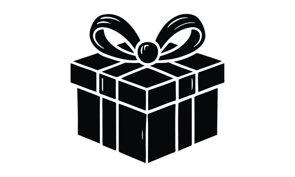 recommend clip art: silhouette gift box, Gift Box with ribbon, black gift box silhouette icon vector illustration