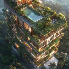 Obraz premium Rooftop garden and outdoor spaces in modern luxury apartment high resolution picture