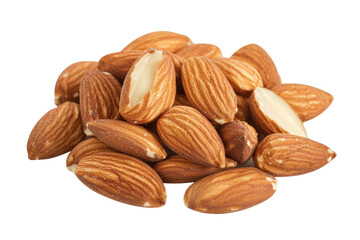almonds on white background cutout image and isolated on transparent background 