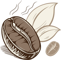 coffee bean with leaf vector art design.
