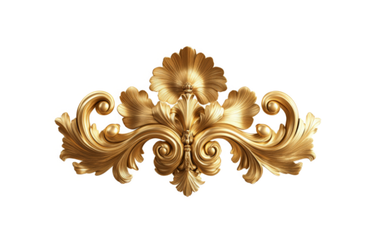 golden floral design element vector cutout image and isolated on transparent background 