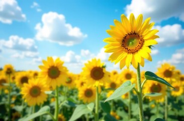 Sunflowers and the blue sky