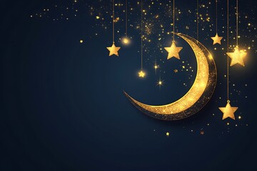 Naklejka premium Elegant Eid Mubarak Banner with a Crescent Moon and Vibrant Background.
