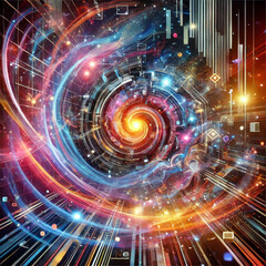 Obraz premium Digital Vortex of Time and Space