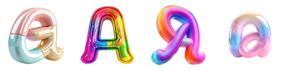 Rainbow letters design, colorful, abstract isolated on white or transparent