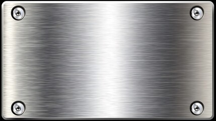Shiny metal plate screwed on; industrial background; used for text and information display