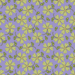 Beautiful flowers decorated semaless pattern on black background.