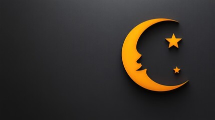 A whimsical loop of a moon and stars winking at each other