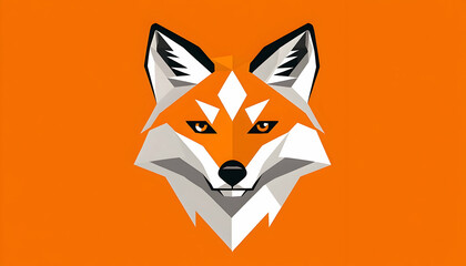 Obraz premium Stylized fox illustration with vibrant orange background, showcasing a modern design aesthetic