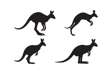 Minimalist Kangaroo Silhouette Vector Set Australian Wildlife Illustration