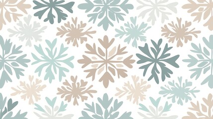 Snowflake pattern, repeating design, winter theme, white background, fabric, wallpaper, textiles, holiday use