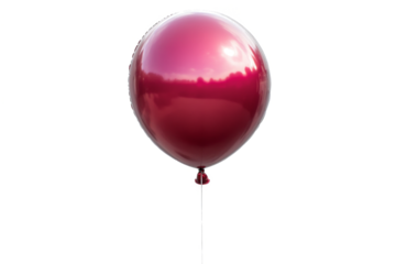 a red balloon floating on a white background cutout image and isolated on transparent background 