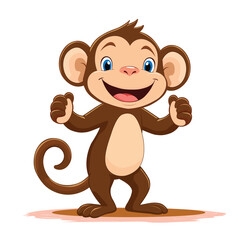 Cute and colorful monkey vector illustration featuring a smiling chimpanzee in a playful pose. Perfect for kid-friendly designs, jungle themes, wildlife mascots, and zoo animal illustrations.