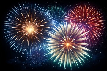 Obraz premium fireworks are lit up in the night sky with a black background