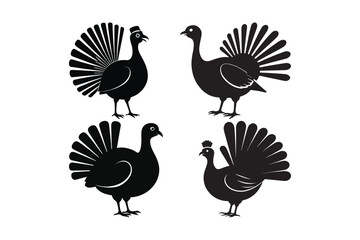 Turkey Silhouette Vector Set Thanksgiving Bird Illustration