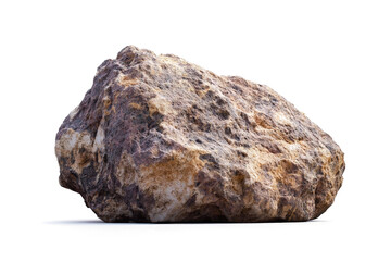 a large rock on a white background cutout image and isolated on transparent background 