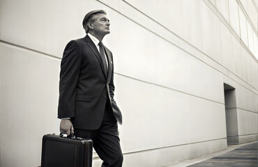 Fototapeta premium A serious businessman standing in front of a wall.