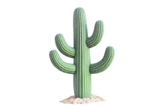 a green cactus plant with a white background cutout image and isolated on transparent background 