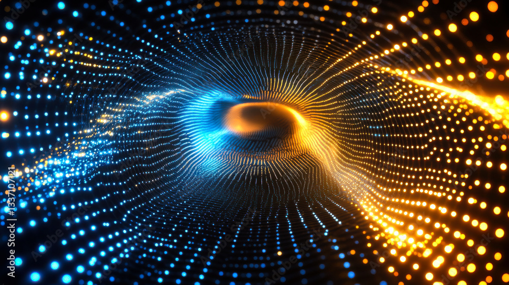 Poster colorful light waves flow in a mesmerizing digital design creating a dynamic visual experience in a 