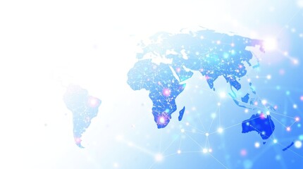 Fototapeta premium Global network connection, digital world map, data flow, communication, technology background, website header