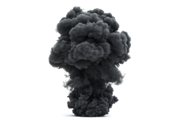 black smoke bomb isolated on white background cutout image and isolated on transparent background 
