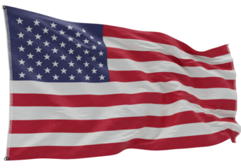 Waving American Flag with Distressed Texture Against Transparent Background