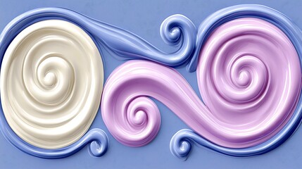 Swirls of cream-like decor on blue background for design usage