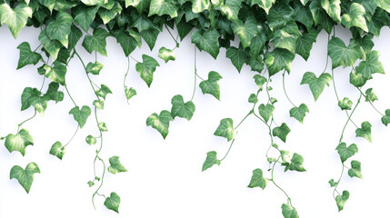 Fototapeta premium Realistic ivy background png isolated on transparent background. Vector illustration of Hedera plant vines with green leaves climbing wall, tree or fence surface. Botanical decorative frame design