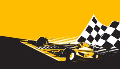 Gordijnen Motorsport car racing on abstract background design. Sport race  © Manovector