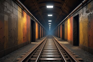 Obraz premium there is a train track that is going through a tunnel