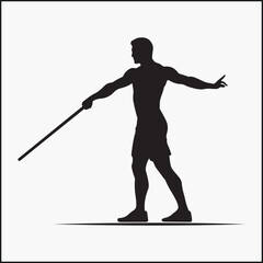 Javelin Thrower Ready black Silhouette