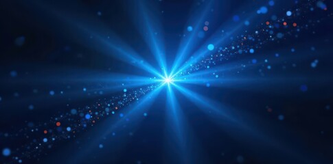 Fototapeta premium Intense blue light beams pierce midnight black , mysterious, ethereal, spotlight