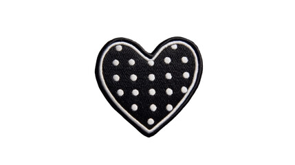 Obraz premium Black and white heart embroidered patch mocku isolated o white background