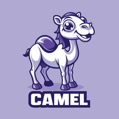 Obraz premium Amusing Cartoon Depicting a Smiling Camel with Its Hump