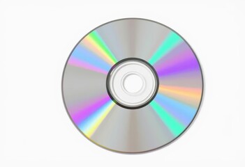 A compact disc, pristine and reflective, isolated on a pure white background, copy space, round